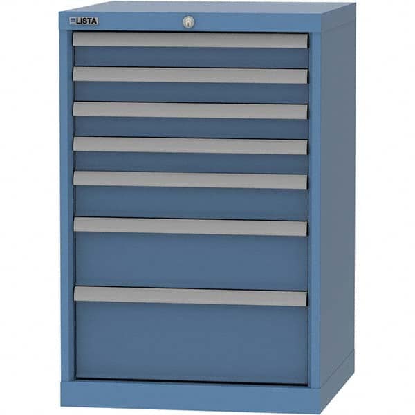 LISTA - 7 Drawer, 84 Compartment Bright Blue Steel Modular Storage Cabinet - Exact Tool & Supply