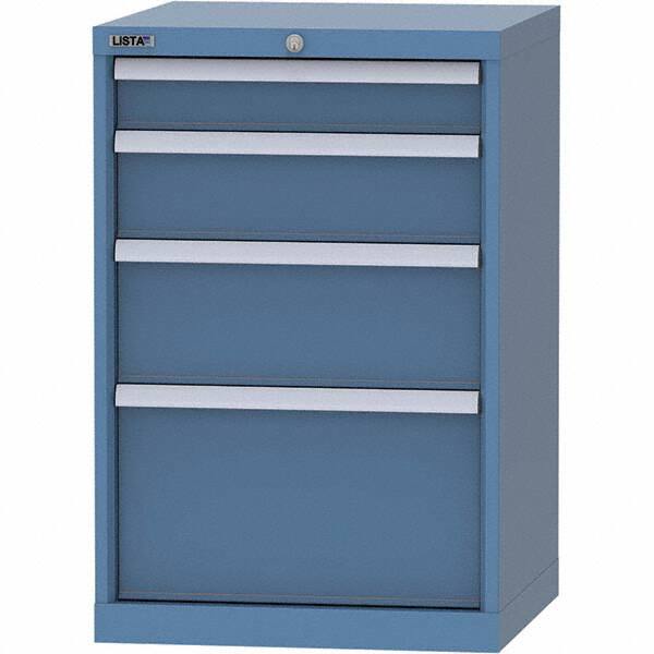 LISTA - 4 Drawer, 84 Compartment Bright Blue Steel Modular Storage Cabinet - Exact Tool & Supply
