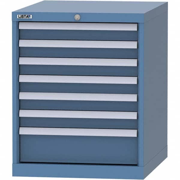 LISTA - 7 Drawer, 99 Compartment Bright Blue Steel Modular Storage Cabinet - Exact Tool & Supply