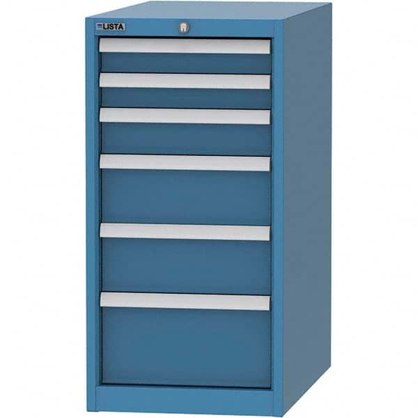 LISTA - 6 Drawer, 45 Compartment Bright Blue Steel Modular Storage Cabinet - Exact Tool & Supply