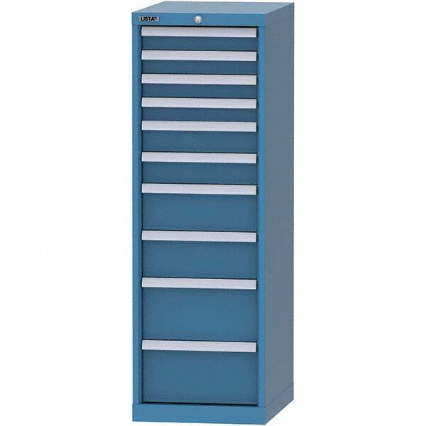 LISTA - 10 Drawer, 216 Compartment Bright Blue Steel Modular Storage Cabinet - Exact Tool & Supply
