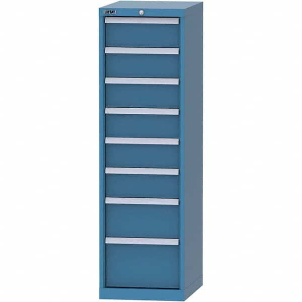 LISTA - 8 Drawer, 216 Compartment Bright Blue Steel Modular Storage Cabinet - Exact Tool & Supply