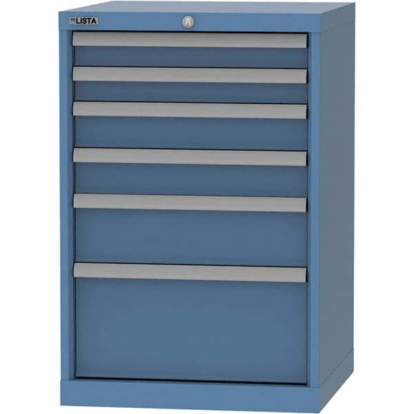 LISTA - 6 Drawer, 84 Compartment Bright Blue Steel Modular Storage Cabinet - Exact Tool & Supply
