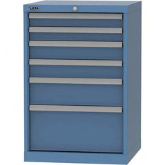 LISTA - 6 Drawer, 84 Compartment Bright Blue Steel Modular Storage Cabinet - Exact Tool & Supply