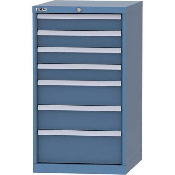 LISTA - 7 Drawer, 99 Compartment Bright Blue Steel Modular Storage Cabinet - Exact Tool & Supply
