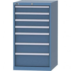 LISTA - 7 Drawer, 99 Compartment Bright Blue Steel Modular Storage Cabinet - Exact Tool & Supply