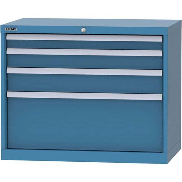 LISTA - 4 Drawer, 84 Compartment Bright Blue Steel Modular Storage Cabinet - Exact Tool & Supply
