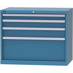 LISTA - 4 Drawer, 84 Compartment Bright Blue Steel Modular Storage Cabinet - Exact Tool & Supply