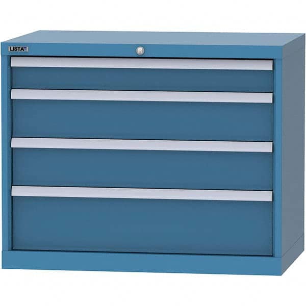 LISTA - 4 Drawer, 84 Compartment Bright Blue Steel Modular Storage Cabinet - Exact Tool & Supply