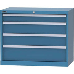 LISTA - 4 Drawer, 84 Compartment Bright Blue Steel Modular Storage Cabinet - Exact Tool & Supply