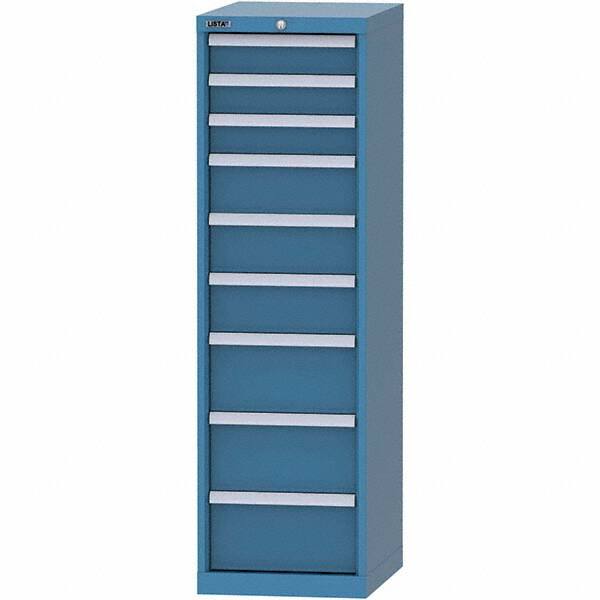 LISTA - 9 Drawer, 216 Compartment Bright Blue Steel Modular Storage Cabinet - Exact Tool & Supply