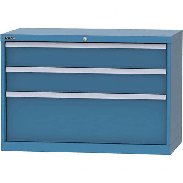 LISTA - 3 Drawer, 84 Compartment Bright Blue Steel Modular Storage Cabinet - Exact Tool & Supply