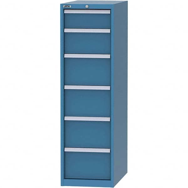 LISTA - 6 Drawer, 45 Compartment Bright Blue Steel Modular Storage Cabinet - Exact Tool & Supply