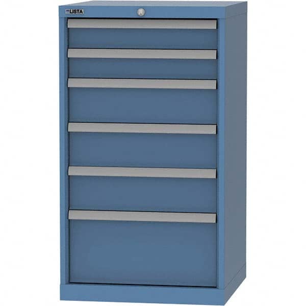 LISTA - 6 Drawer, 84 Compartment Bright Blue Steel Modular Storage Cabinet - Exact Tool & Supply