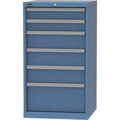 LISTA - 6 Drawer, 84 Compartment Bright Blue Steel Modular Storage Cabinet - Exact Tool & Supply