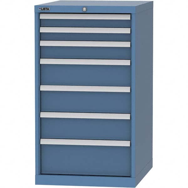 LISTA - 7 Drawer, 99 Compartment Bright Blue Steel Modular Storage Cabinet - Exact Tool & Supply