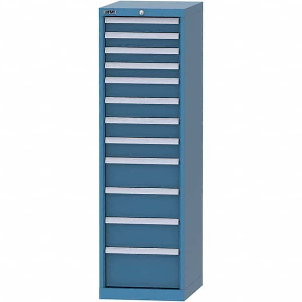 LISTA - 12 Drawer, 45 Compartment Bright Blue Steel Modular Storage Cabinet - Exact Tool & Supply
