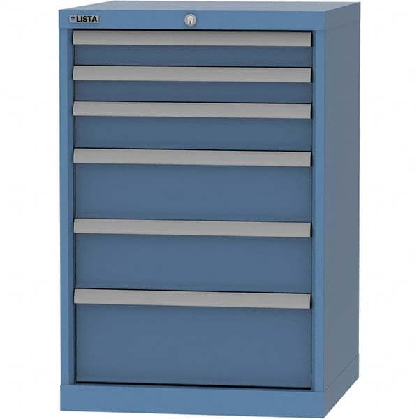 LISTA - 6 Drawer, 84 Compartment Bright Blue Steel Modular Storage Cabinet - Exact Tool & Supply