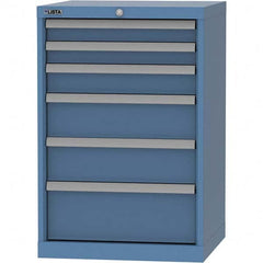 LISTA - 6 Drawer, 84 Compartment Bright Blue Steel Modular Storage Cabinet - Exact Tool & Supply