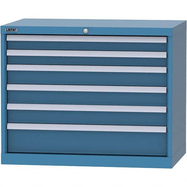 LISTA - 6 Drawer, 84 Compartment Bright Blue Steel Modular Storage Cabinet - Exact Tool & Supply