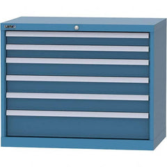 LISTA - 6 Drawer, 84 Compartment Bright Blue Steel Modular Storage Cabinet - Exact Tool & Supply