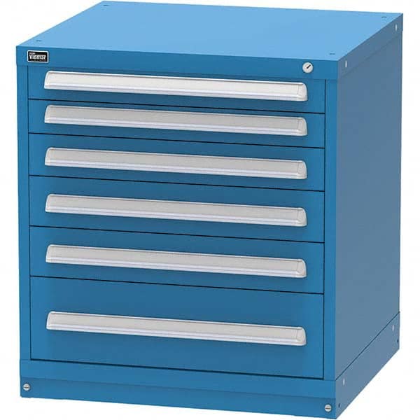 Vidmar - 6 Drawer Bright Blue Steel Modular Storage Cabinet - Exact Tool & Supply