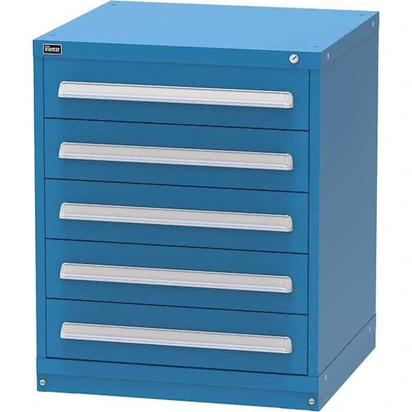 Vidmar - 5 Drawer Bright Blue Steel Modular Storage Cabinet - Exact Tool & Supply