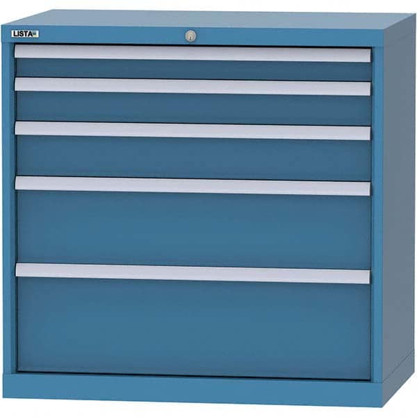 LISTA - 5 Drawer, 84 Compartment Bright Blue Steel Modular Storage Cabinet - Exact Tool & Supply