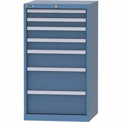 LISTA - 7 Drawer, 84 Compartment Bright Blue Steel Modular Storage Cabinet - Exact Tool & Supply