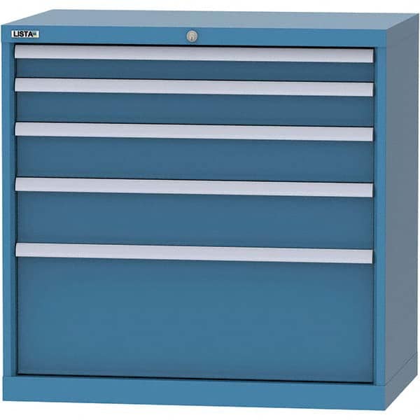 LISTA - 4 Drawer, 84 Compartment Bright Blue Steel Modular Storage Cabinet - Exact Tool & Supply