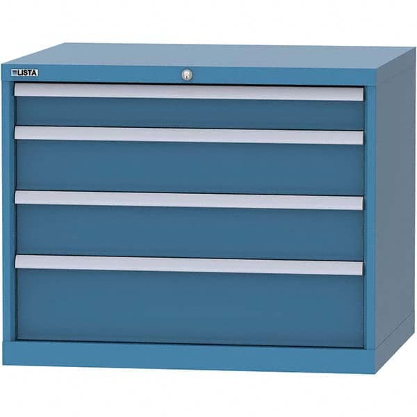 LISTA - 4 Drawer, 84 Compartment Bright Blue Steel Modular Storage Cabinet - Exact Tool & Supply