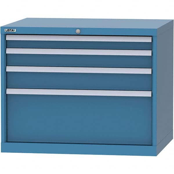 LISTA - 4 Drawer, 84 Compartment Bright Blue Steel Modular Storage Cabinet - Exact Tool & Supply