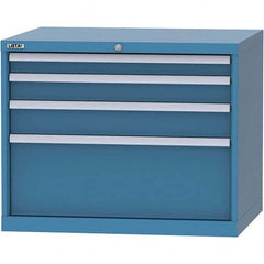 LISTA - 4 Drawer, 84 Compartment Bright Blue Steel Modular Storage Cabinet - Exact Tool & Supply