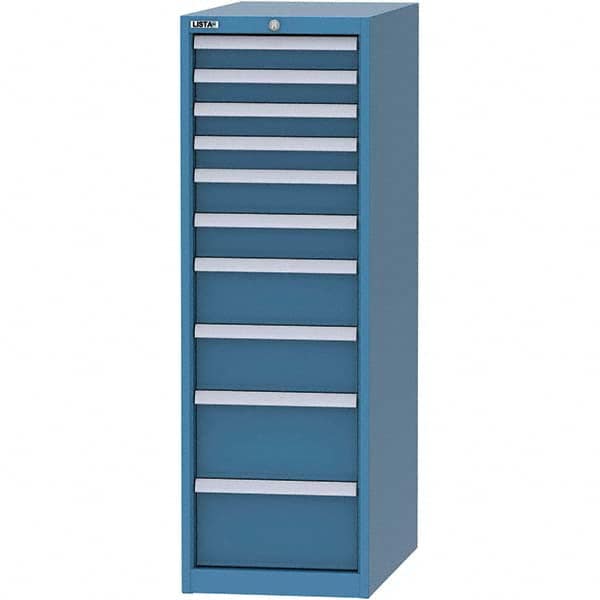 LISTA - 10 Drawer, 45 Compartment Bright Blue Steel Modular Storage Cabinet - Exact Tool & Supply
