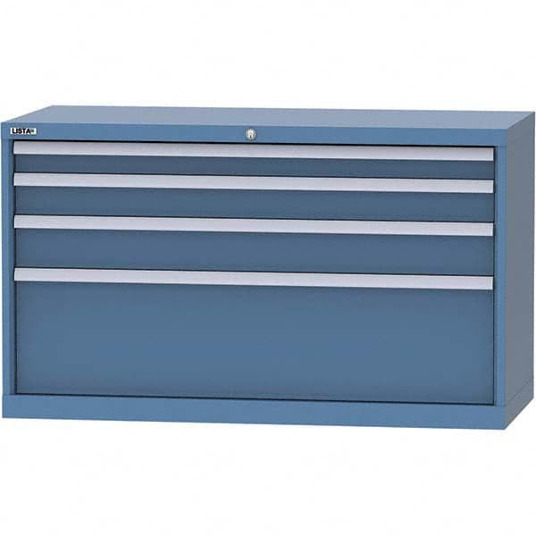 LISTA - 4 Drawer, 99 Compartment Bright Blue Steel Modular Storage Cabinet - Exact Tool & Supply