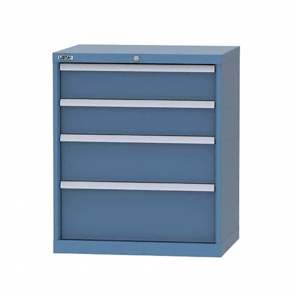 LISTA - 7 Drawer, 124 Compartment Bright Blue Steel Modular Storage Cabinet - Exact Tool & Supply