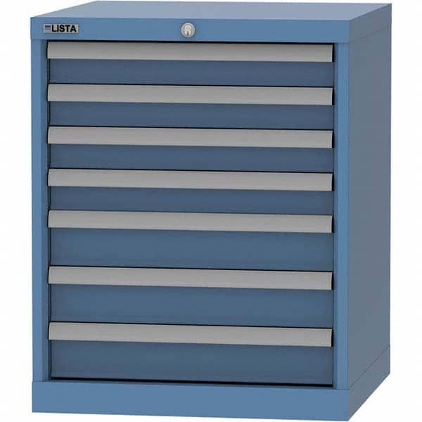 LISTA - 7 Drawer, 84 Compartment Bright Blue Steel Modular Storage Cabinet - Exact Tool & Supply