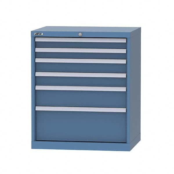 LISTA - 6 Drawer, 124 Compartment Bright Blue Steel Modular Storage Cabinet - Exact Tool & Supply