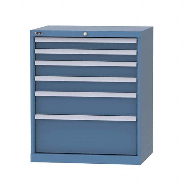 LISTA - 6 Drawer, 124 Compartment Bright Blue Steel Modular Storage Cabinet - Exact Tool & Supply