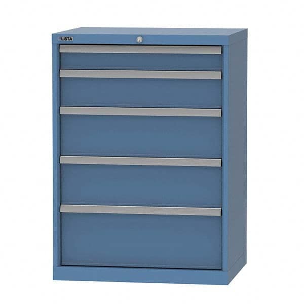 LISTA - 5 Drawer, 124 Compartment Bright Blue Steel Modular Storage Cabinet - Exact Tool & Supply