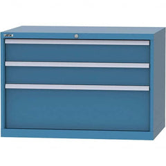 LISTA - 3 Drawer, 84 Compartment Bright Blue Steel Modular Storage Cabinet - Exact Tool & Supply