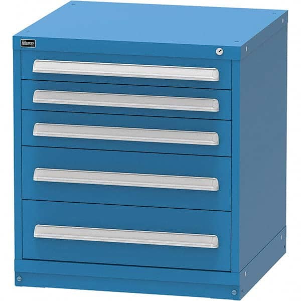 Vidmar - 5 Drawer Bright Blue Steel Modular Storage Cabinet - Exact Tool & Supply