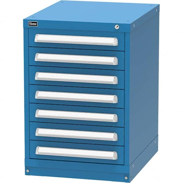 Vidmar - 7 Drawer, 45 Compartment Bright Blue Steel Modular Storage Cabinet - Exact Tool & Supply