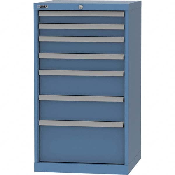 LISTA - 7 Drawer, 84 Compartment Bright Blue Steel Modular Storage Cabinet - Exact Tool & Supply