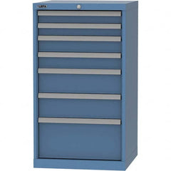 LISTA - 7 Drawer, 84 Compartment Bright Blue Steel Modular Storage Cabinet - Exact Tool & Supply