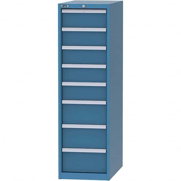LISTA - 8 Drawer, 45 Compartment Bright Blue Steel Modular Storage Cabinet - Exact Tool & Supply