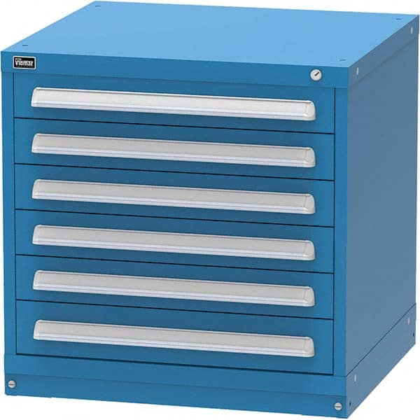Vidmar - 6 Drawer, 344 Compartment Bright Blue Steel Modular Storage Cabinet - Exact Tool & Supply