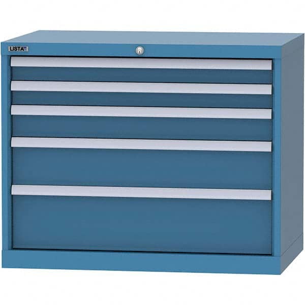 LISTA - 5 Drawer, 84 Compartment Bright Blue Steel Modular Storage Cabinet - Exact Tool & Supply