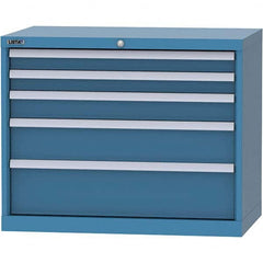 LISTA - 5 Drawer, 84 Compartment Bright Blue Steel Modular Storage Cabinet - Exact Tool & Supply