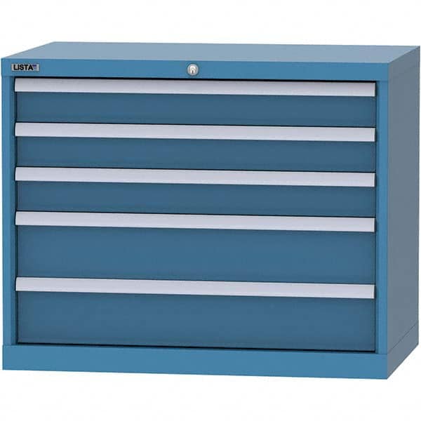 LISTA - 5 Drawer, 84 Compartment Bright Blue Steel Modular Storage Cabinet - Exact Tool & Supply